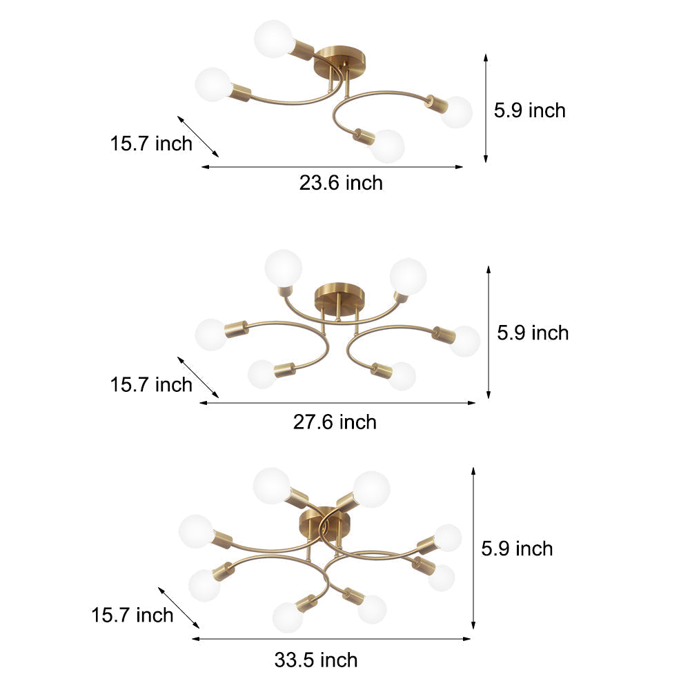 Calla Curved Arm Flush Mount Ceiling Light