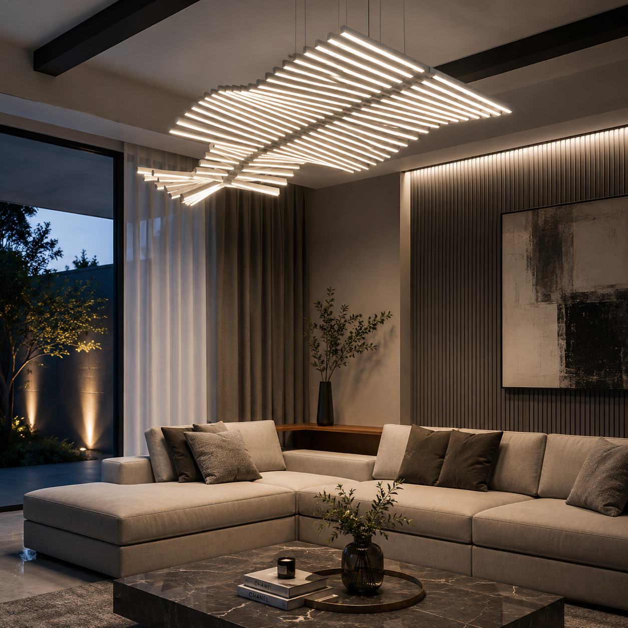 Nyxara Fishbone LED Linear Pendant Light