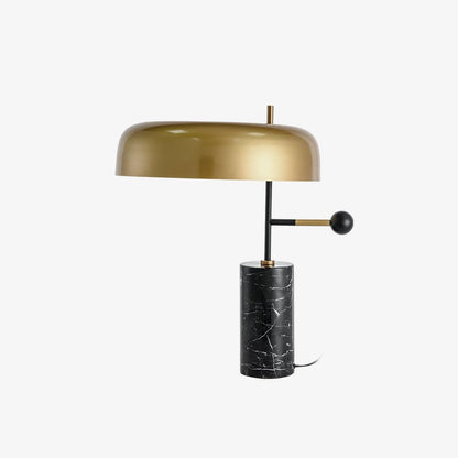 Barclay marble table lamp with gold dome shade, side view