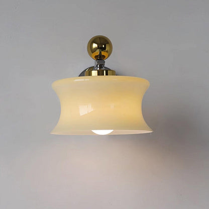 Lucienne Glass Drum Shade Gold Wall Sconce