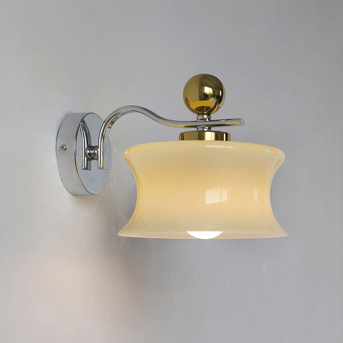Lucienne Glass Drum Shade Gold Wall Sconce