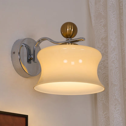 Lucienne Glass Drum Shade Gold Wall Sconce