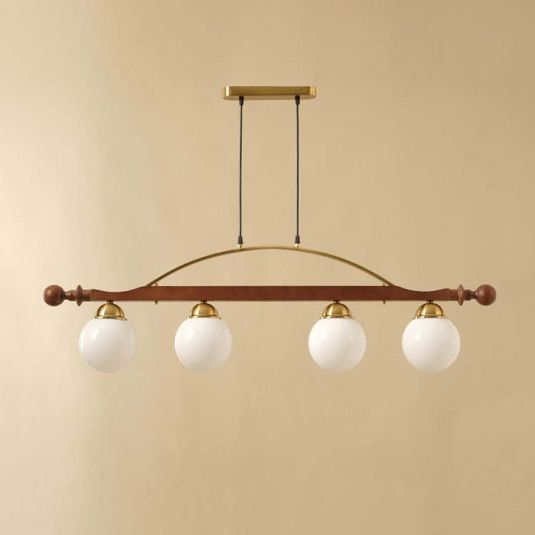 Verdane Walnut and Gold Linear Globe Chandelier