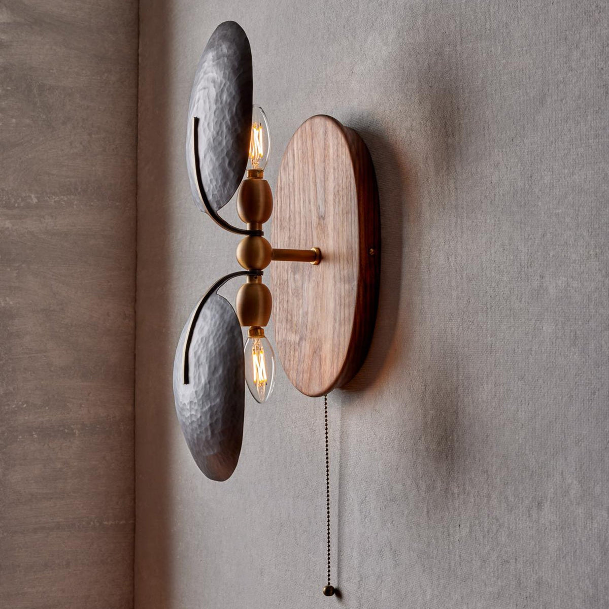 Eventail Walnut Wood Fan Wall Sconce