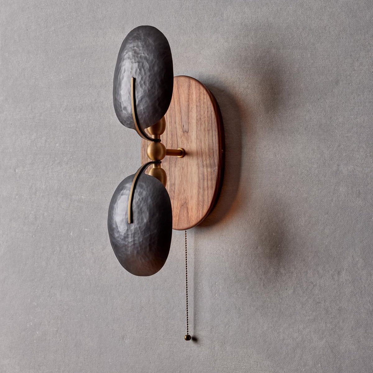 Eventail Walnut Wood Fan Wall Sconce