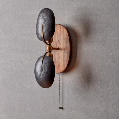 Eventail Walnut Wood Fan Wall Sconce
