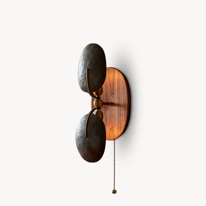 Eventail Walnut Wood Fan Wall Sconce