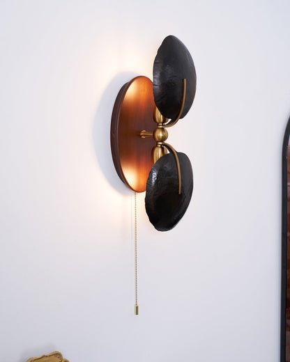 Eventail Walnut Wood Fan Wall Sconce