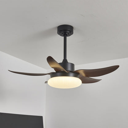 Belline Walnut Palm Blade LED Ceiling Fan Light