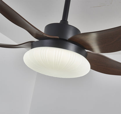 Belline Walnut Palm Blade LED Ceiling Fan Light