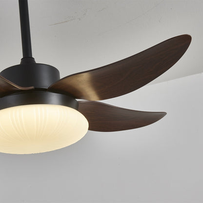 Belline Walnut Palm Blade LED Ceiling Fan Light