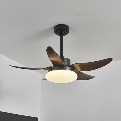 Belline Walnut Palm Blade LED Ceiling Fan Light