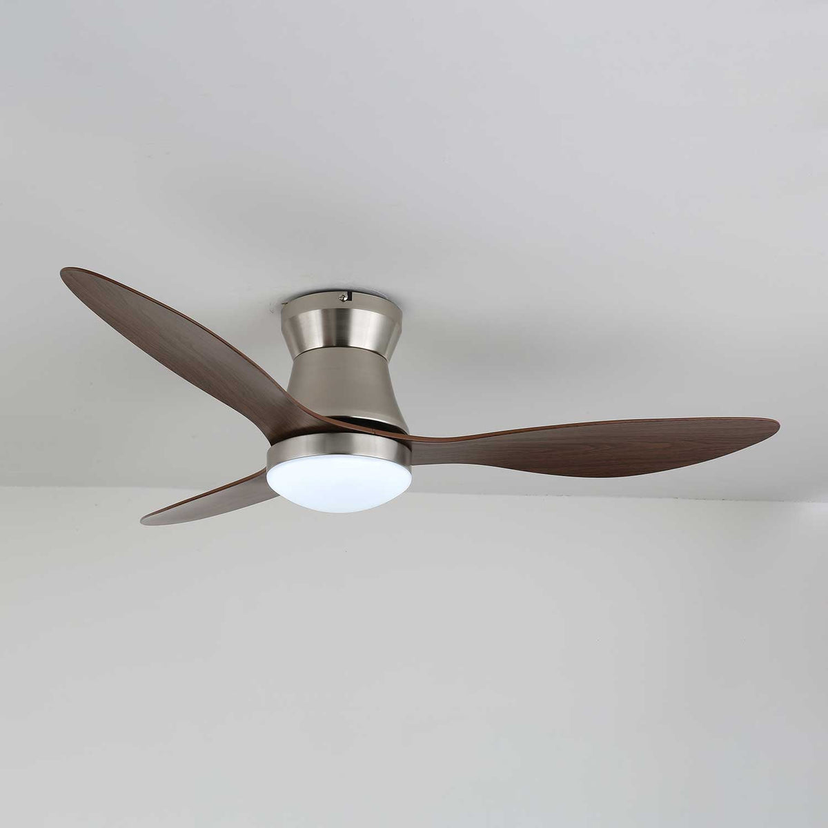 Dorae 42 Inch Walnut and Nickel LED Ceiling Fan Light