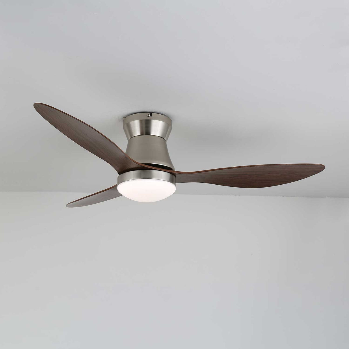 Dorae 42 Inch Walnut and Nickel LED Ceiling Fan Light