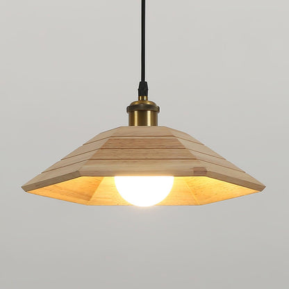Vespera Umbrella Wood and Gold Pendant Light