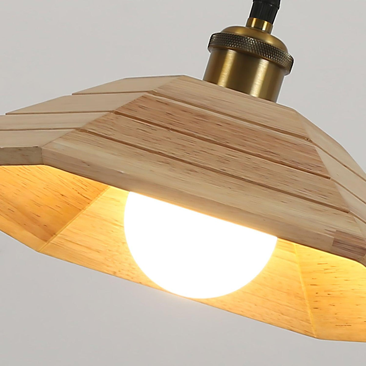 Vespera Umbrella Wood and Gold Pendant Light