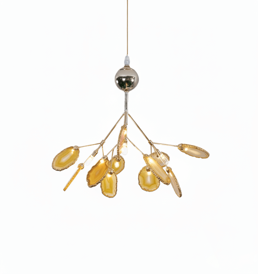 Calliste Natural Agate Rose Gold Branch Chandelier