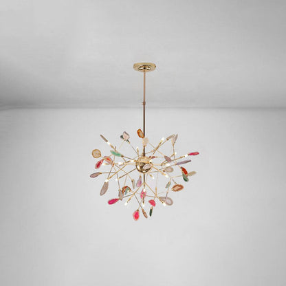 Calliste Natural Agate Rose Gold Branch Chandelier