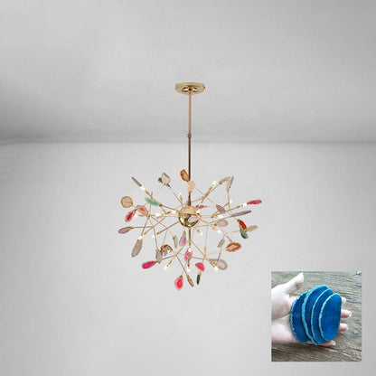 Calliste Natural Agate Rose Gold Branch Chandelier