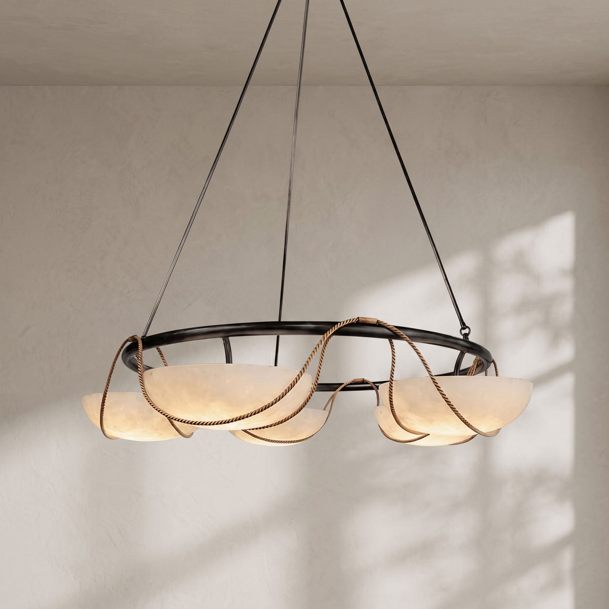 Antheia Four Bowl Alabaster Ring LED Chandelier