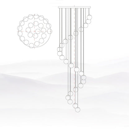 Amadine Alabaster Sphere Cluster Staircase Chandelier