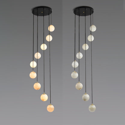 Amadine Alabaster Sphere Cluster Staircase Chandelier