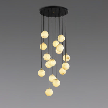 Amadine Alabaster Sphere Cluster Staircase Chandelier