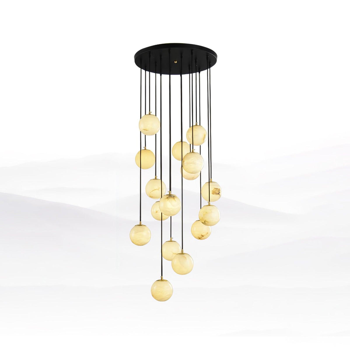 Amadine Alabaster Sphere Cluster Staircase Chandelier