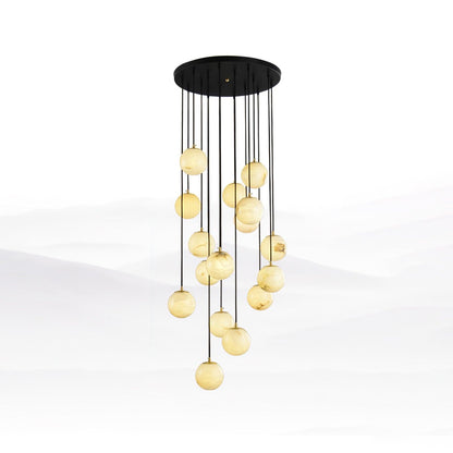 Amadine Alabaster Sphere Cluster Staircase Chandelier