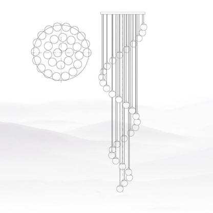 Amadine Alabaster Sphere Cluster Staircase Chandelier