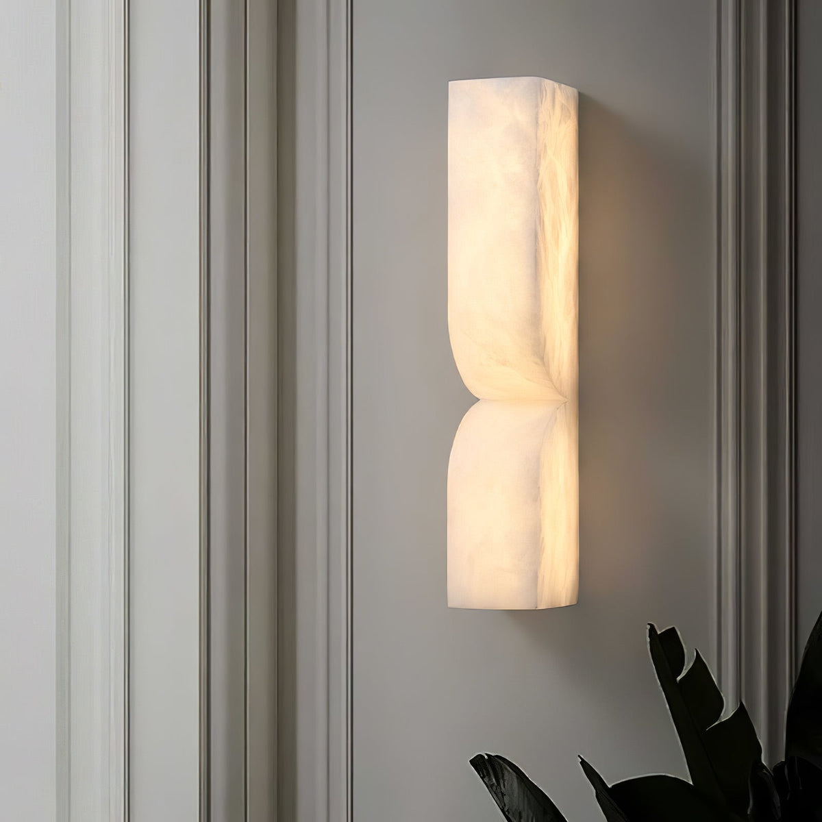 Esker Carved Alabaster Wall Sconce