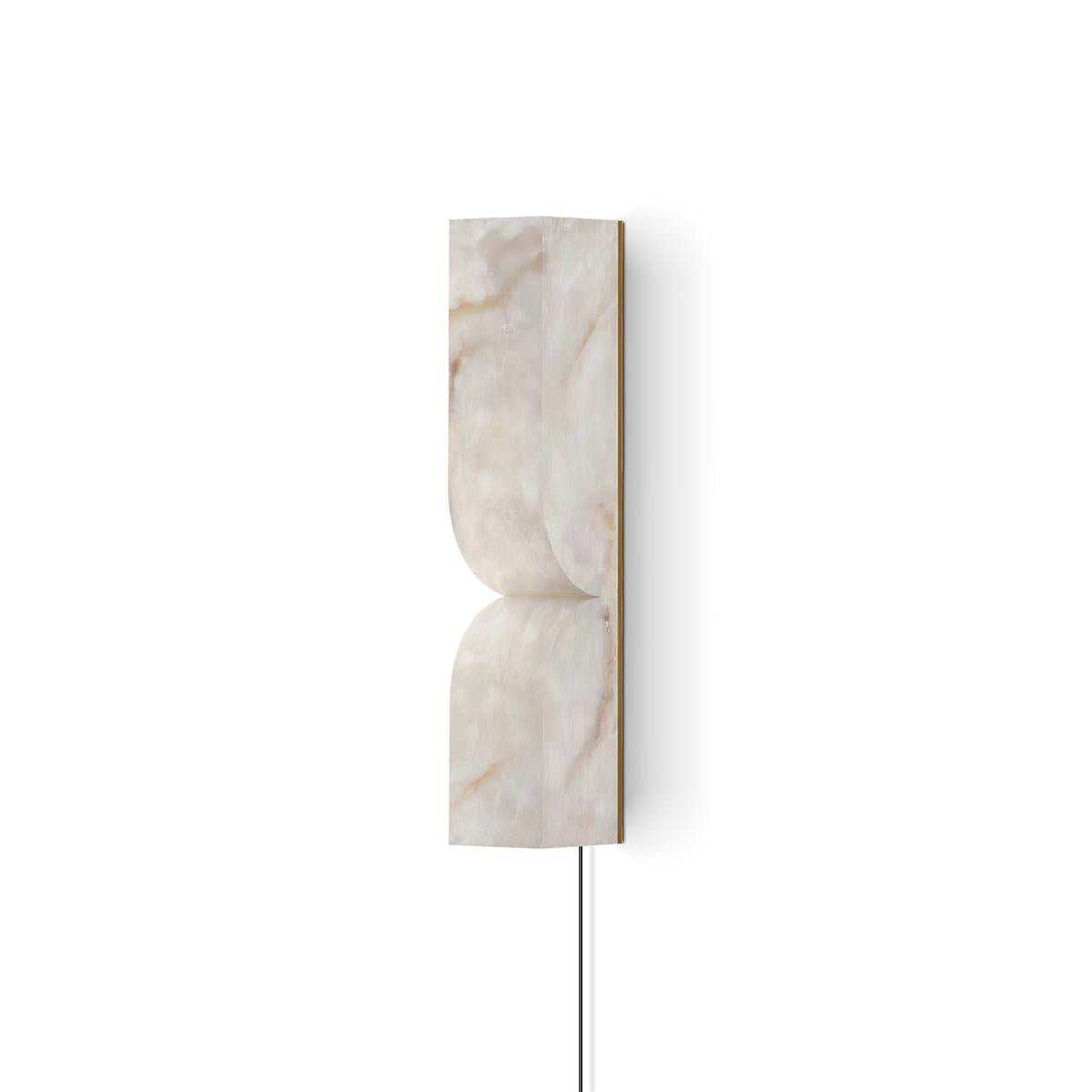 Cerise Carved Alabaster Plug In LED Wall Sconce