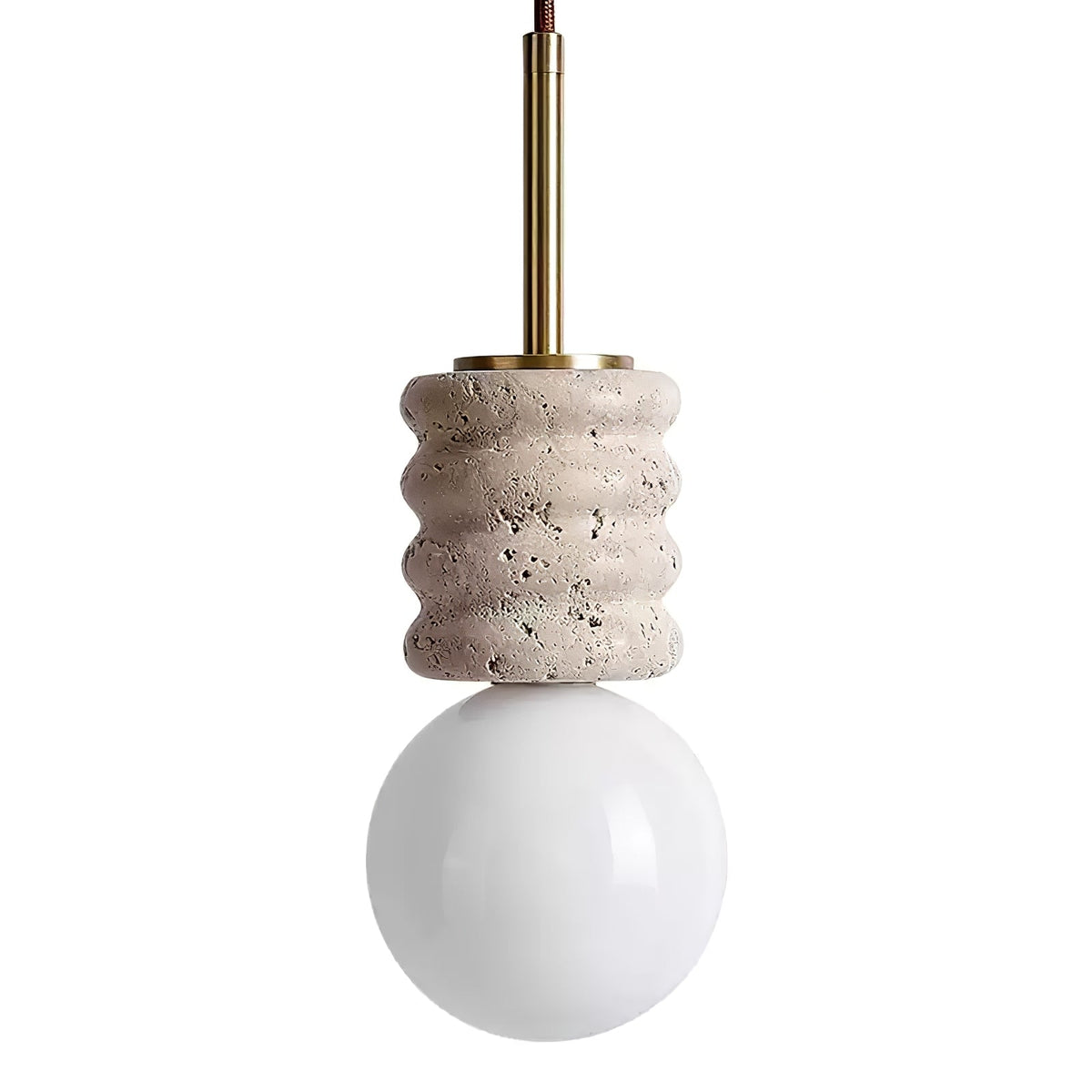 Violaine Yellow Travertine Ribbed Pendant Light