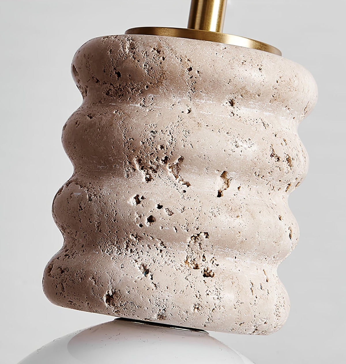 Violaine Yellow Travertine Ribbed Pendant Light
