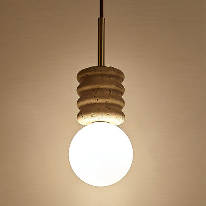 Violaine Yellow Travertine Ribbed Pendant Light