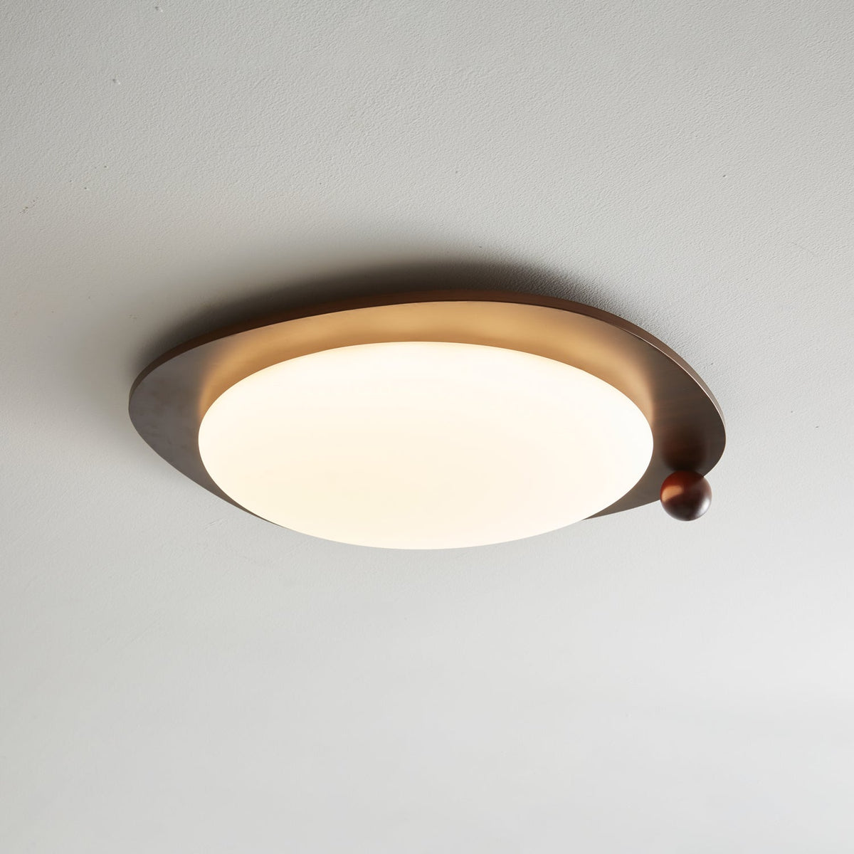 Zenaide Walnut Grain Low Profile LED Ceiling Light