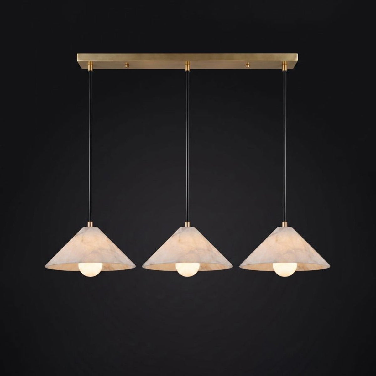 Zephyrine Alabaster Cone Brass Pendant Light