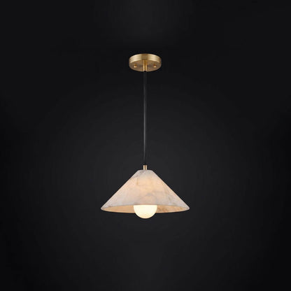 Zephyrine Alabaster Cone Brass Pendant Light