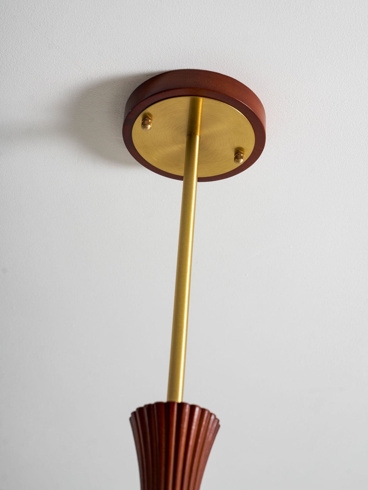 Kaki Brass and Wood Chandelier