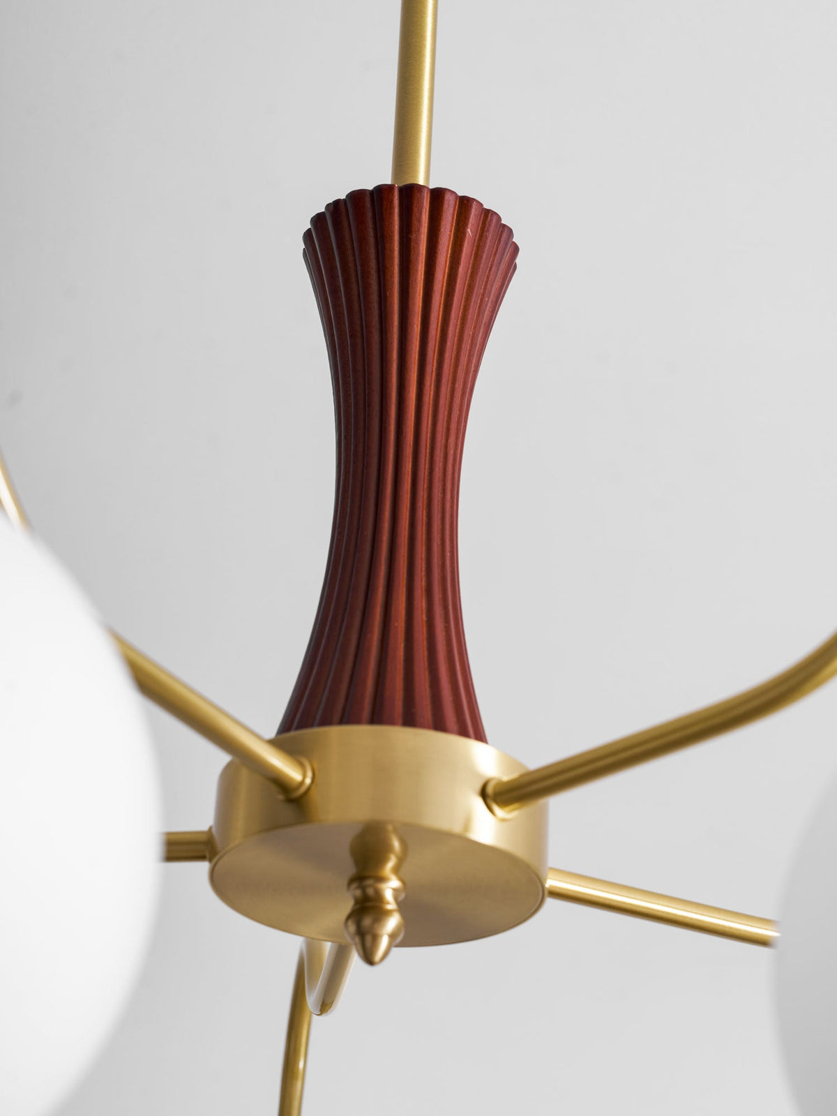Kaki Brass and Wood Chandelier