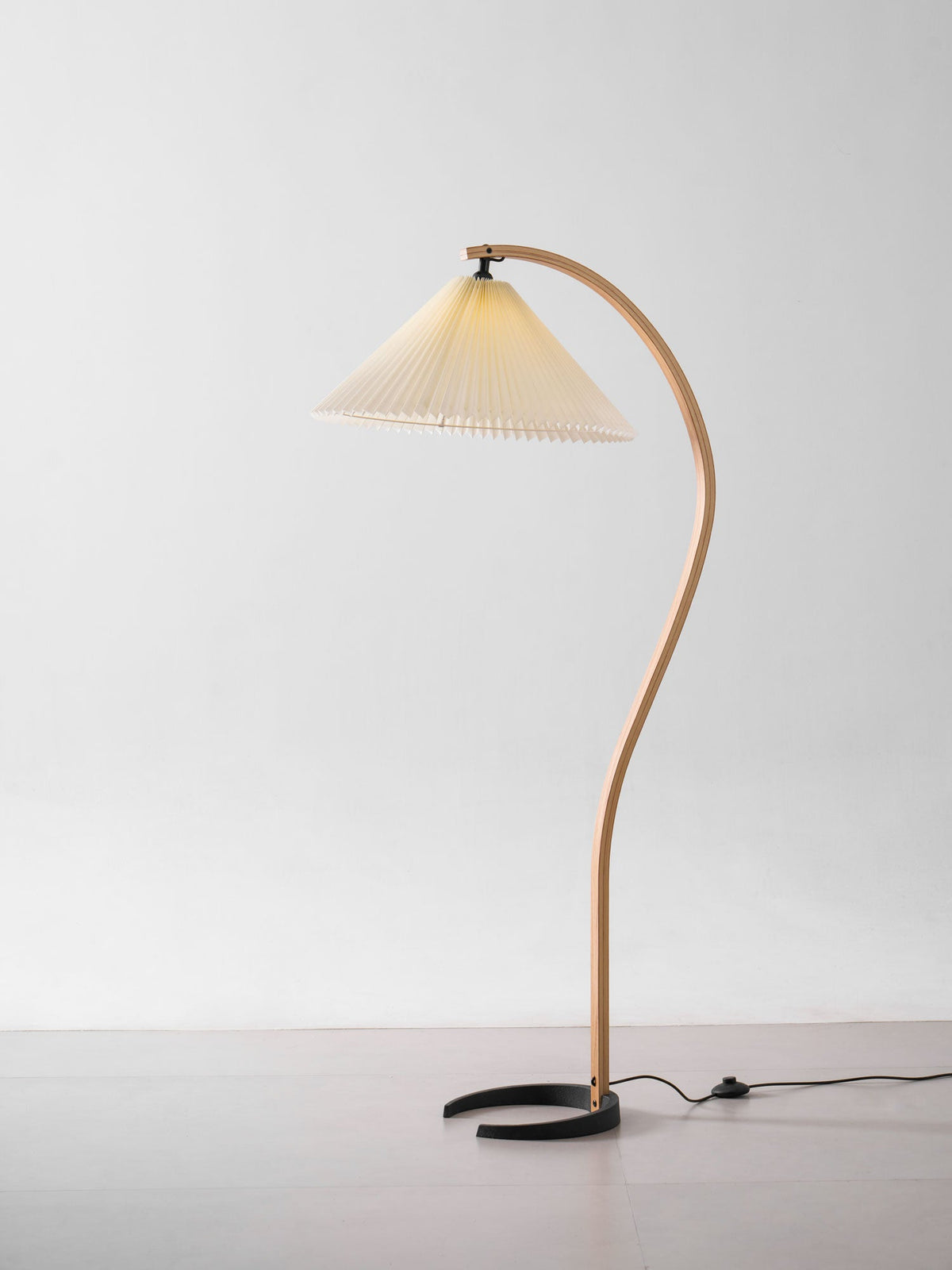 Caprani Beech Wood Linen Floor Lamp