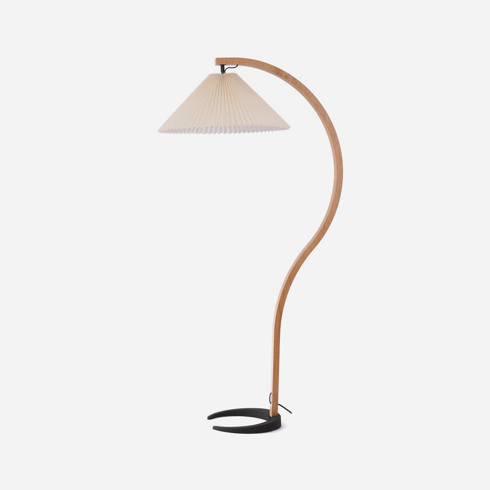 Caprani Beech Wood Linen Floor Lamp