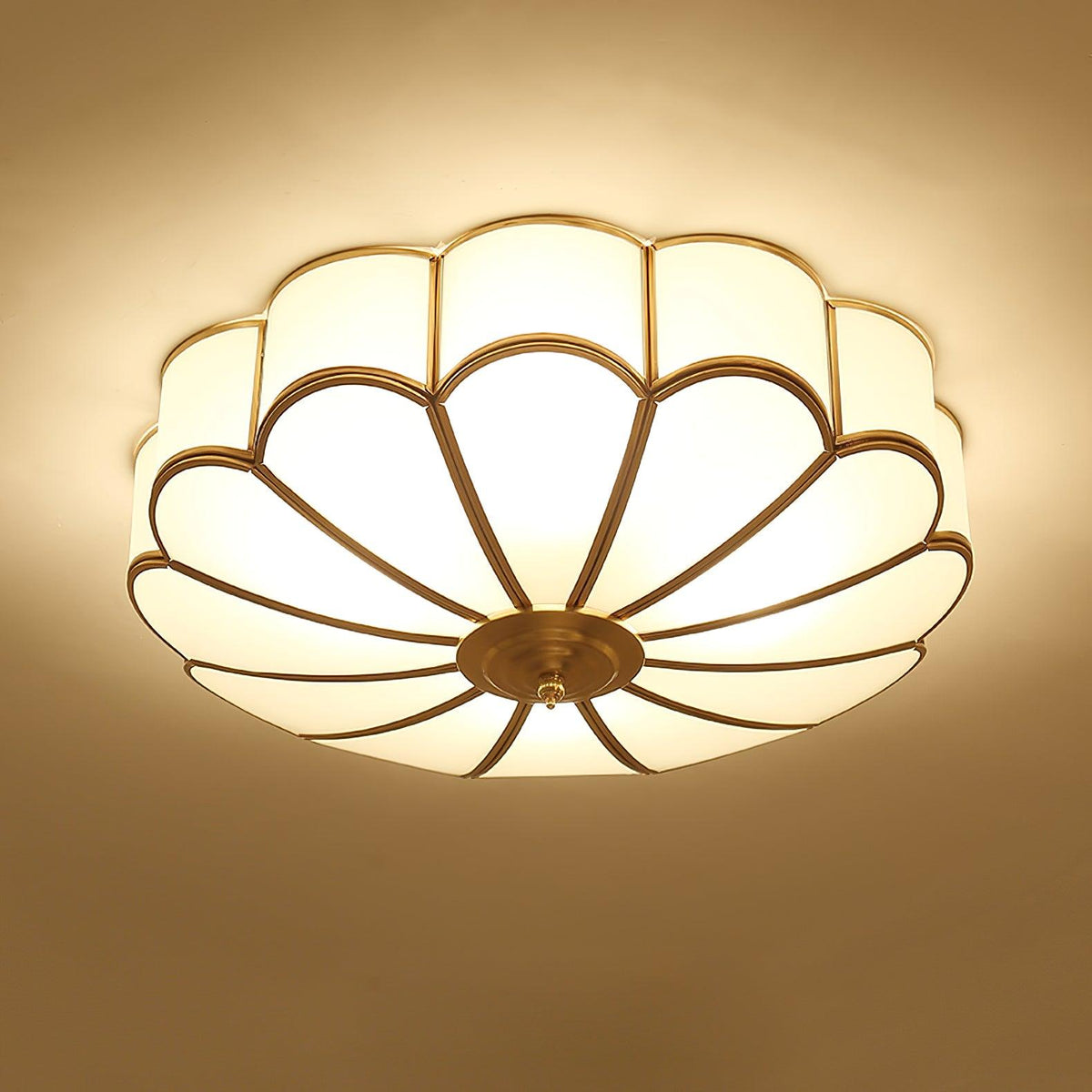 Blossa Brass Flower Glass Ceiling Light