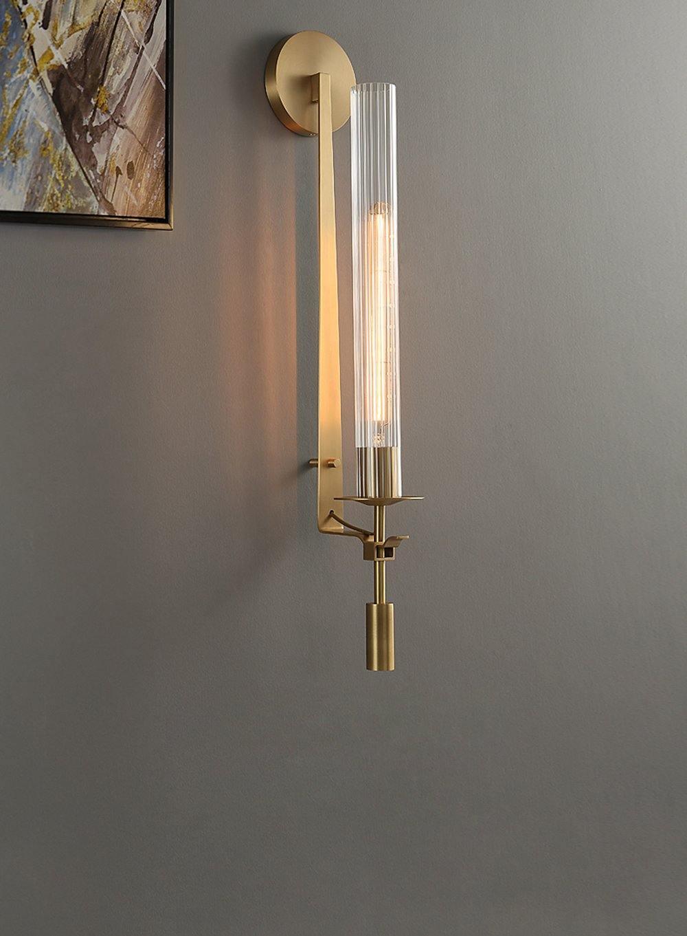 Odalys Brass Ribbed Glass Wall Sconce