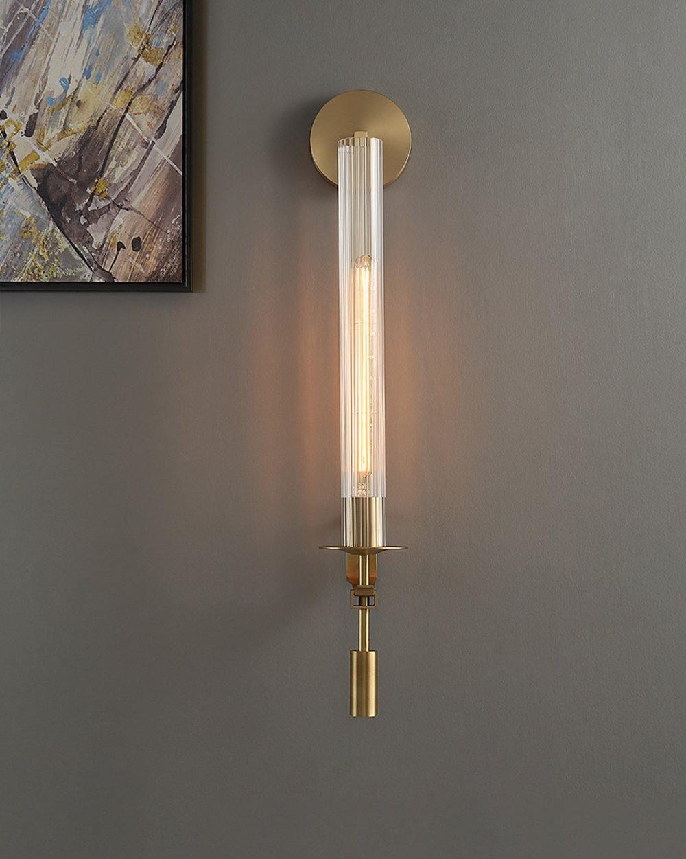 Odalys Brass Ribbed Glass Wall Sconce