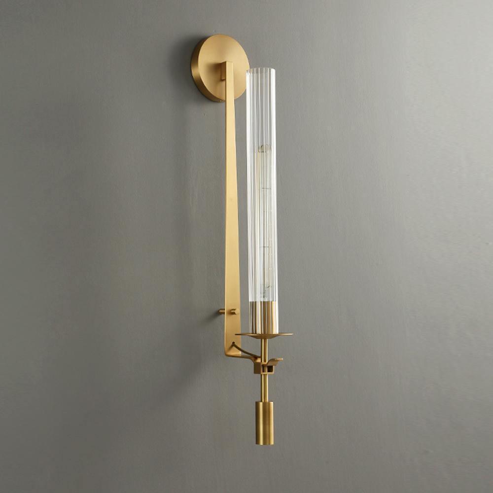 Odalys Brass Ribbed Glass Wall Sconce