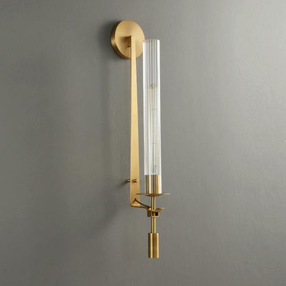 Odalys Brass Ribbed Glass Wall Sconce