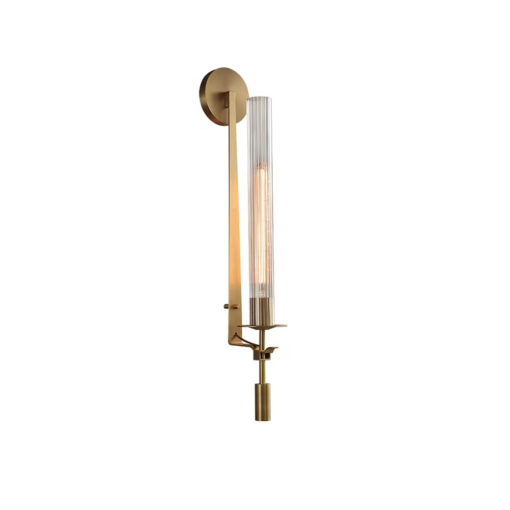 Odalys Brass Ribbed Glass Wall Sconce