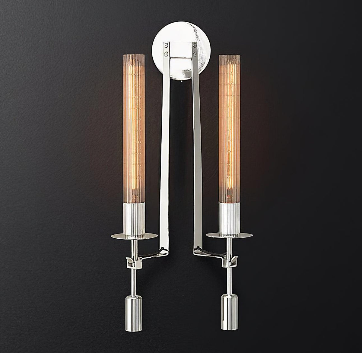 Odalys Brass Ribbed Glass Wall Sconce
