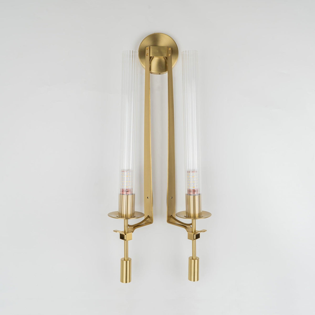 Odalys Brass Ribbed Glass Wall Sconce
